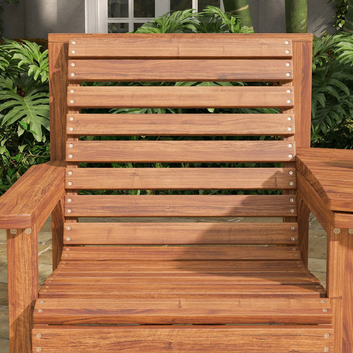 Wooden Garden Love Seat with Coffee Table - Little and Giant Explorers Outsunny