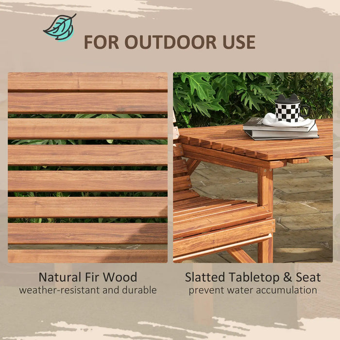 Wooden Garden Love Seat with Coffee Table - Little and Giant Explorers Outsunny