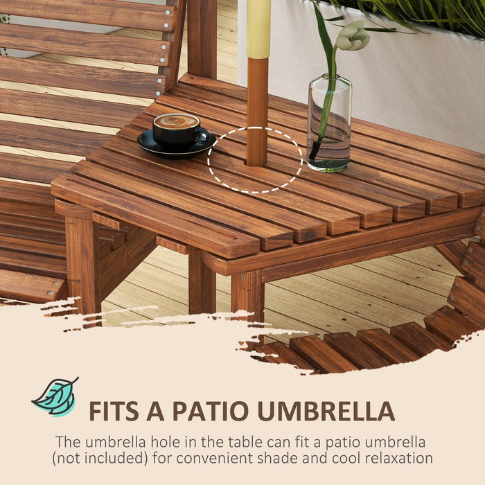 Wooden Garden Love Seat with Coffee Table - Little and Giant Explorers Outsunny