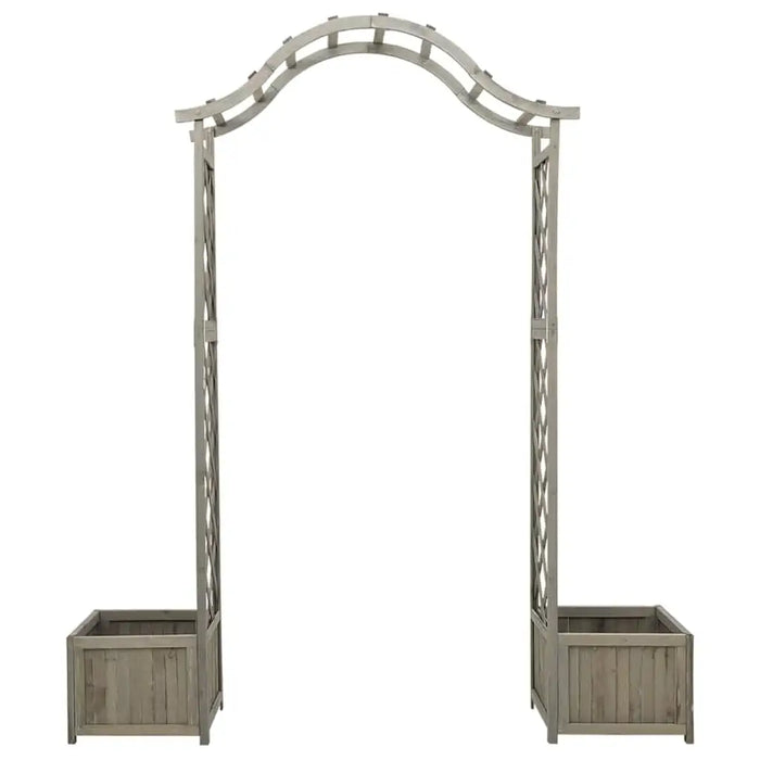 Wooden Garden Pergola with Gate and Planters – Grey | Decorative Outdoor Archway VIDAXL - Little and Giant Explorers vidaXL