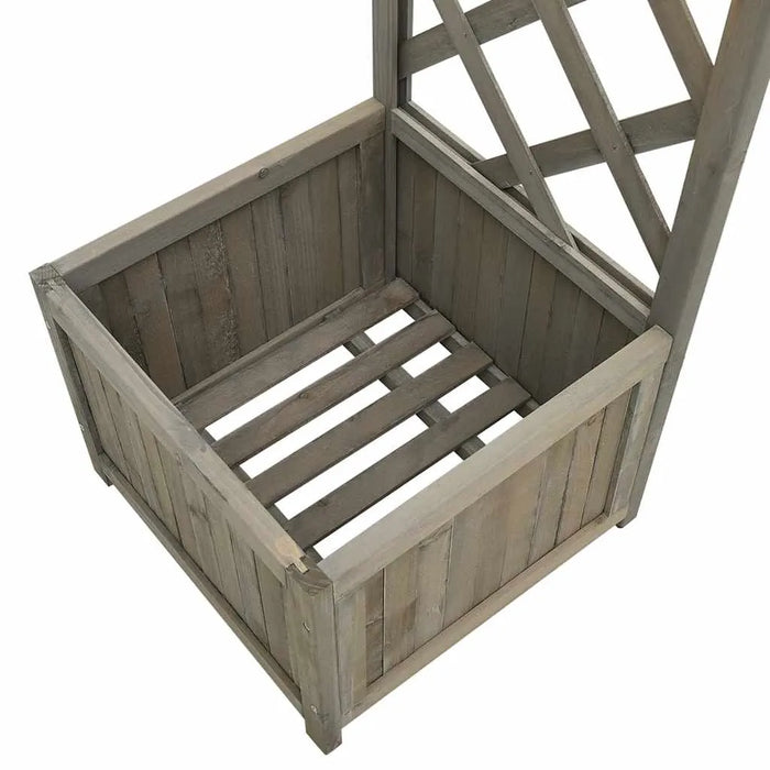 Wooden Garden Pergola with Gate and Planters – Grey | Decorative Outdoor Archway VIDAXL - Little and Giant Explorers vidaXL