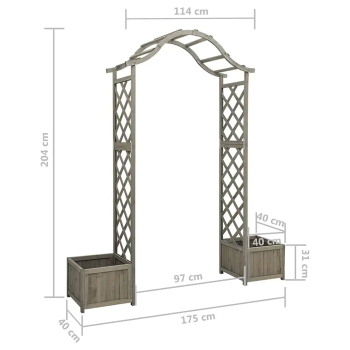 Wooden Garden Pergola with Gate and Planters – Grey | Decorative Outdoor Archway VIDAXL - Little and Giant Explorers vidaXL