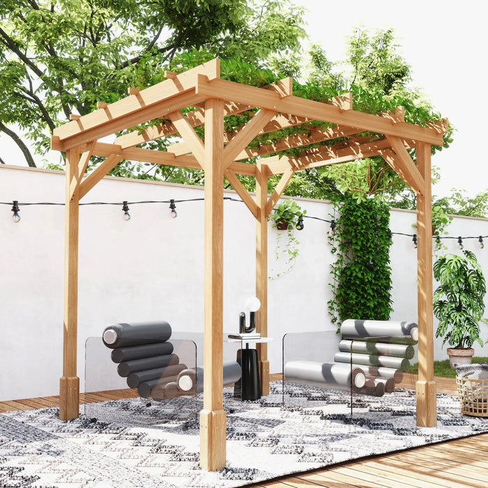 Wooden Garden Pergola with Stable Structure for Climbing Vines (2 x 2m) - Little and Giant Explorers Outsunny