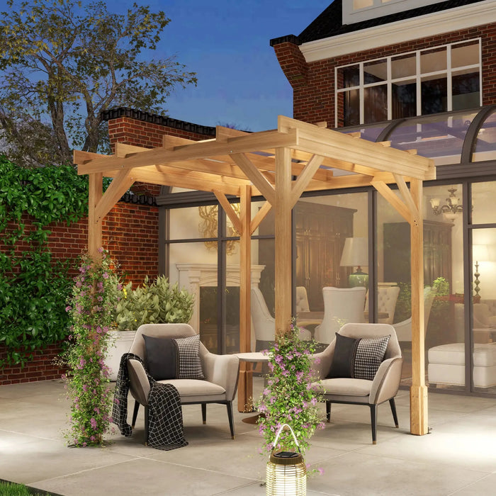 Wooden Garden Pergola with Stable Structure for Climbing Vines (2 x 2m) - Little and Giant Explorers Outsunny