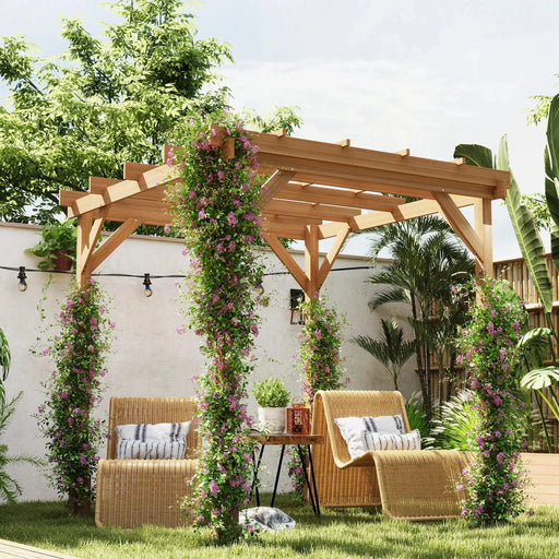 Wooden Garden Pergola with Stable Structure for Climbing Vines (2 x 2m) - Little and Giant Explorers Outsunny