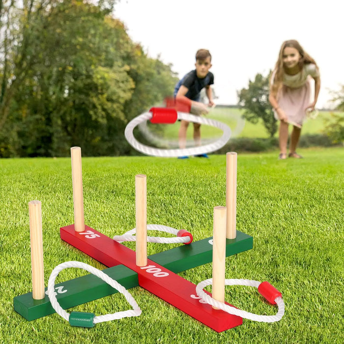 Wooden Garden Quoits Game | Outdoor Family Ring Toss - Classic Wooden Garden Toy VINSANI - Little and Giant Explorers Vinsani