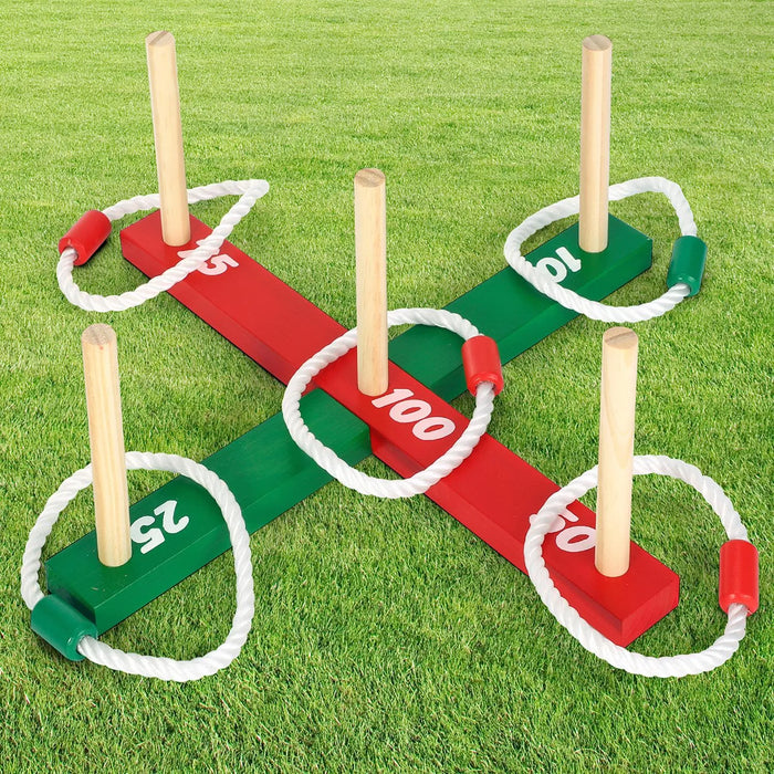 Wooden Garden Quoits Game | Outdoor Family Ring Toss - Classic Wooden Garden Toy VINSANI - Little and Giant Explorers Vinsani