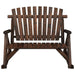 Solid spruce wood Adirondack style garden rocking bench with slatted back and seat