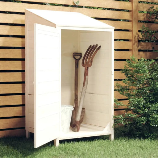 Wooden Garden Shed in White and Solid Wood Fir (55 x 52 x 112cm) - Little and Giant Explorers vidaXL