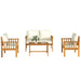 Wooden Garden Sofa Set Teak | 4-Piece Acacia Wood Outdoor Furniture with Thick Cushions - Little and Giant Explorers Outsunny