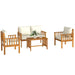 Wooden Garden Sofa Set Teak | 4-Piece Acacia Wood Outdoor Furniture with Thick Cushions - Little and Giant Explorers Outsunny
