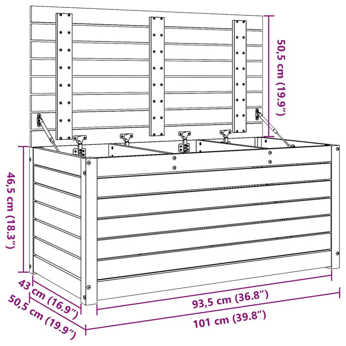 Wooden Garden Storage Box – Wax Brown Solid Pine | 101cm Outdoor Storage VIDAXL - Little and Giant Explorers vidaXL