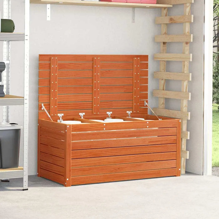 Wooden Garden Storage Box – Wax Brown Solid Pine | 101cm Outdoor Storage VIDAXL - Little and Giant Explorers vidaXL