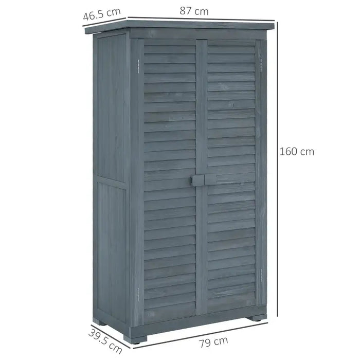 Wooden Garden Storage Cupboard – Grey | Fir Wood - Double Shutter Doors OUTSUNNY - Little and Giant Explorers Outsunny
