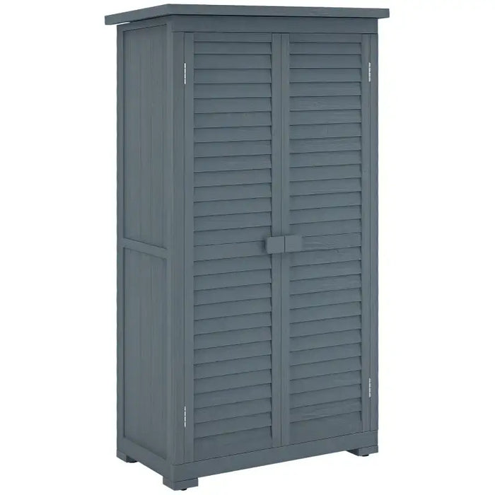 Wooden Garden Storage Cupboard – Grey | Fir Wood - Double Shutter Doors OUTSUNNY - Little and Giant Explorers Outsunny