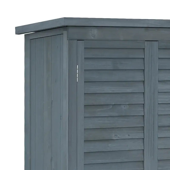 Wooden Garden Storage Cupboard – Grey | Fir Wood - Double Shutter Doors OUTSUNNY - Little and Giant Explorers Outsunny