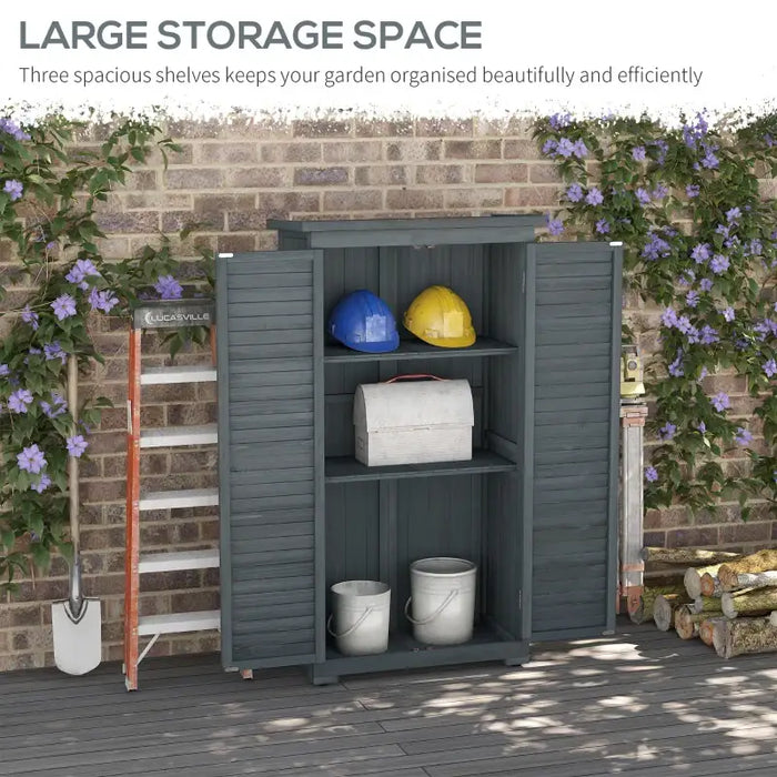 Wooden Garden Storage Cupboard – Grey | Fir Wood - Double Shutter Doors OUTSUNNY - Little and Giant Explorers Outsunny