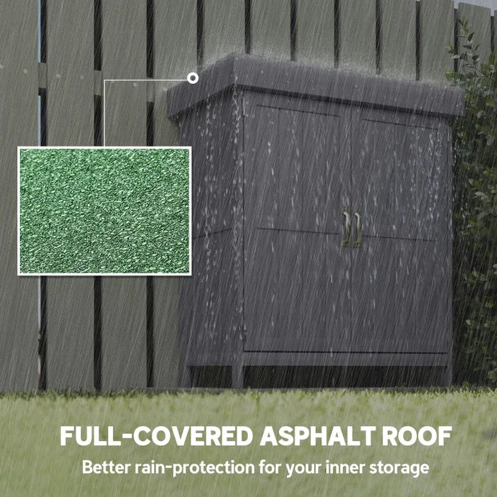Wooden Garden Storage Shed – Dark Grey Fir Wood | Hinged Roof - Double Doors OUTSUNNY - Little and Giant Explorers Outsunny