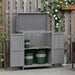 Wooden Garden Storage Shed – Dark Grey Fir Wood | Hinged Roof - Double Doors OUTSUNNY - Little and Giant Explorers Outsunny
