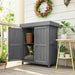 Wooden Garden Storage Shed – Dark Grey Fir Wood | Hinged Roof - Double Doors OUTSUNNY - Little and Giant Explorers Outsunny