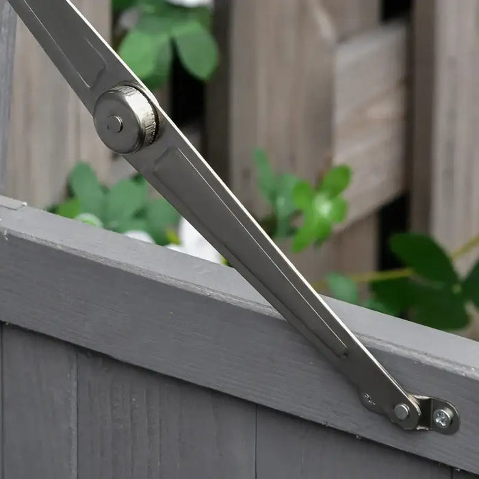 Wooden Garden Storage Shed – Dark Grey Fir Wood | Hinged Roof - Double Doors OUTSUNNY - Little and Giant Explorers Outsunny