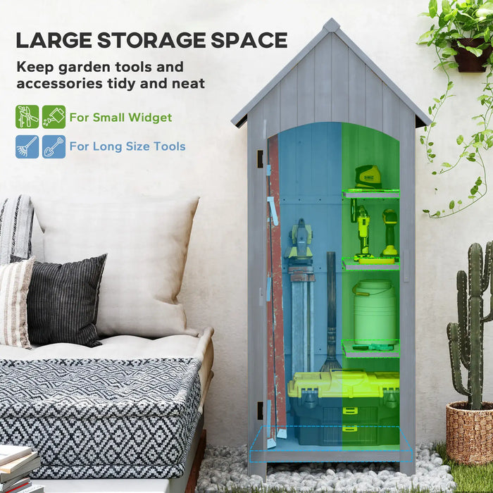 Wooden Garden Storage Shed – Grey Fir Wood | Asphalt Roof - Multi-Tier Shelves OUTSUNNY - Little and Giant Explorers Outsunny