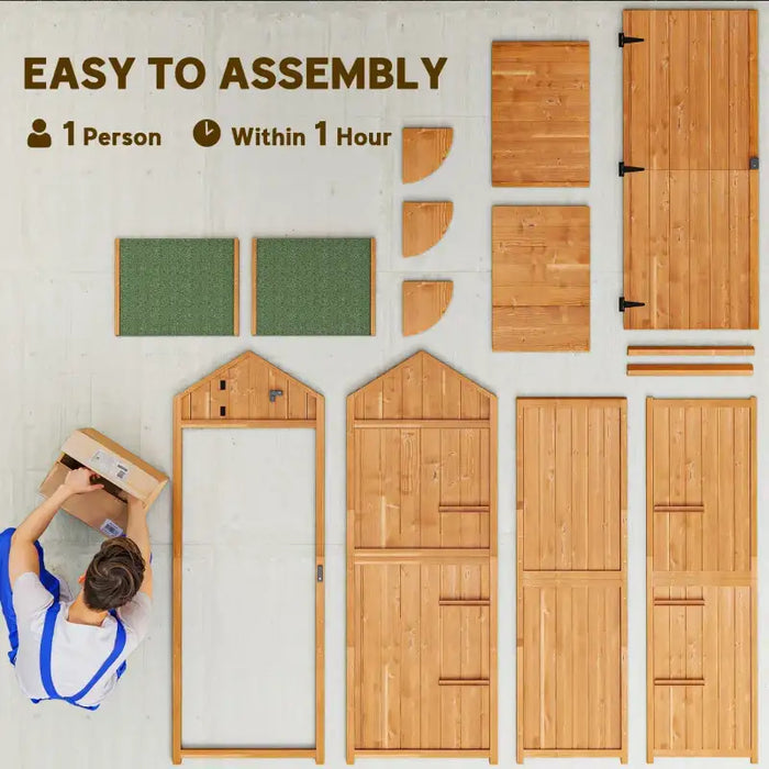 Wooden Garden Storage Shed – Grey | Fir Wood - 3 Detachable Shelves OUTSUNNY - Little and Giant Explorers Outsunny