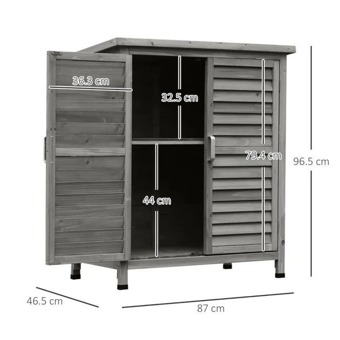 Wooden Garden Storage Shed in Grey (87 x 46.5 x 96.5cm) - Little and Giant Explorers Outsunny