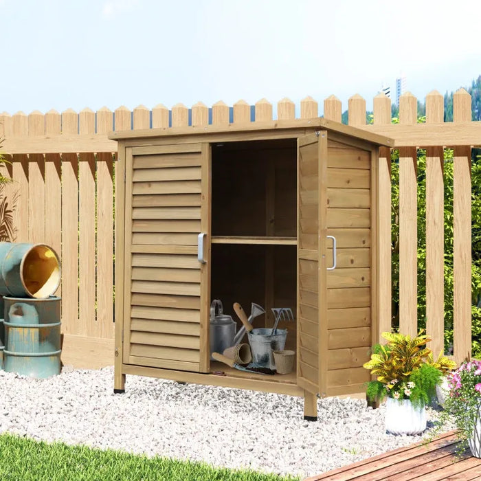 Wooden Garden Storage Shed in Natural (87 x 46.5 x 96.5cm) - Little and Giant Explorers Outsunny