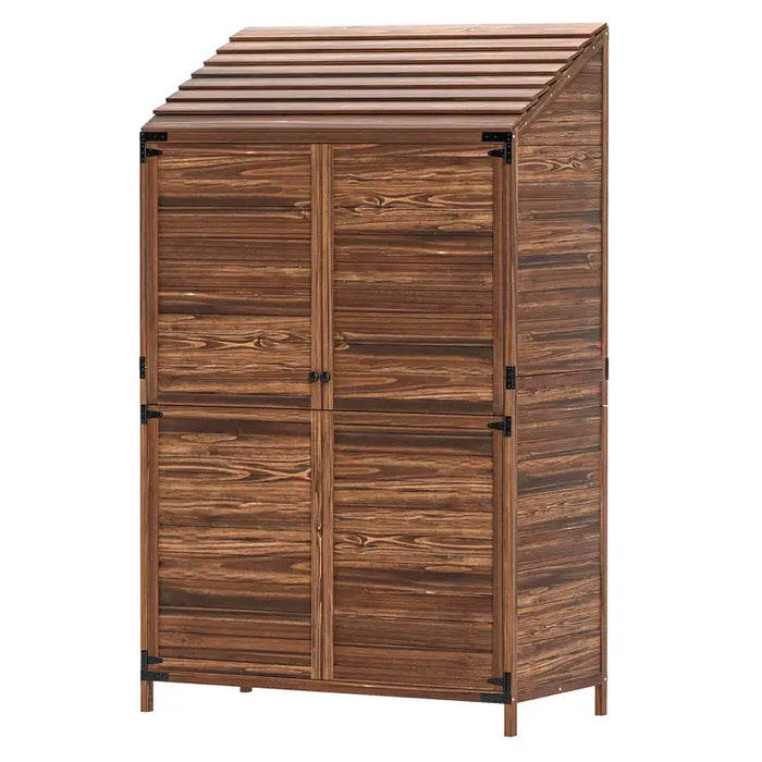 Wooden Garden Storage Shed – Mixed Brown | Fir Wood - Double Doors OUTSUNNY - Little and Giant Explorers Outsunny