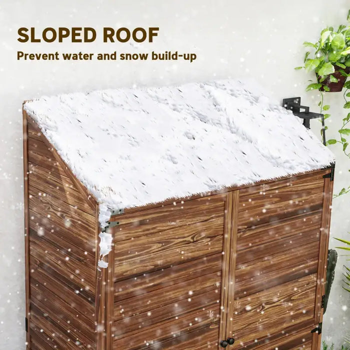 Wooden Garden Storage Shed – Mixed Brown | Fir Wood - Double Doors OUTSUNNY - Little and Giant Explorers Outsunny