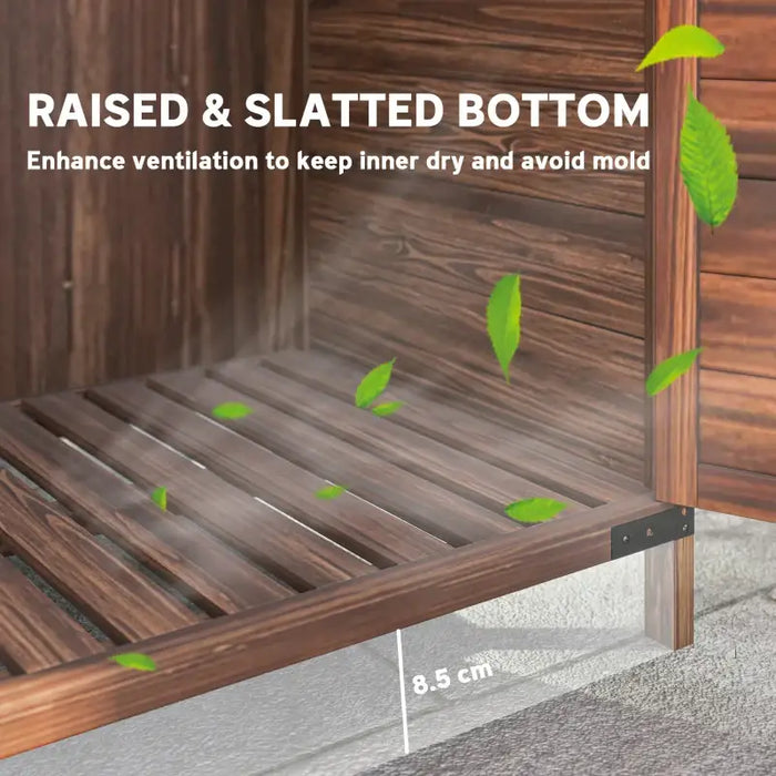 Wooden Garden Storage Shed – Mixed Brown | Fir Wood - Double Doors OUTSUNNY - Little and Giant Explorers Outsunny