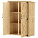 Wooden Garden Storage Shed – Natural Finish | Double Doors - Shelves OUTSUNNY - Little and Giant Explorers Outsunny