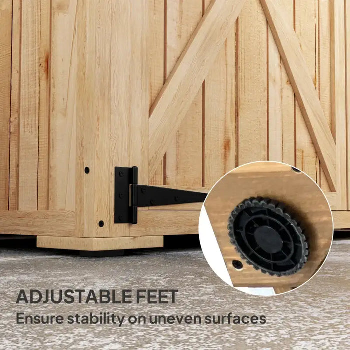 Wooden Garden Storage Shed – Natural Finish | Double Doors - Shelves OUTSUNNY - Little and Giant Explorers Outsunny