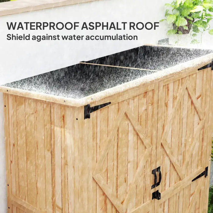 Wooden Garden Storage Shed – Natural Finish | Double Doors - Shelves OUTSUNNY - Little and Giant Explorers Outsunny