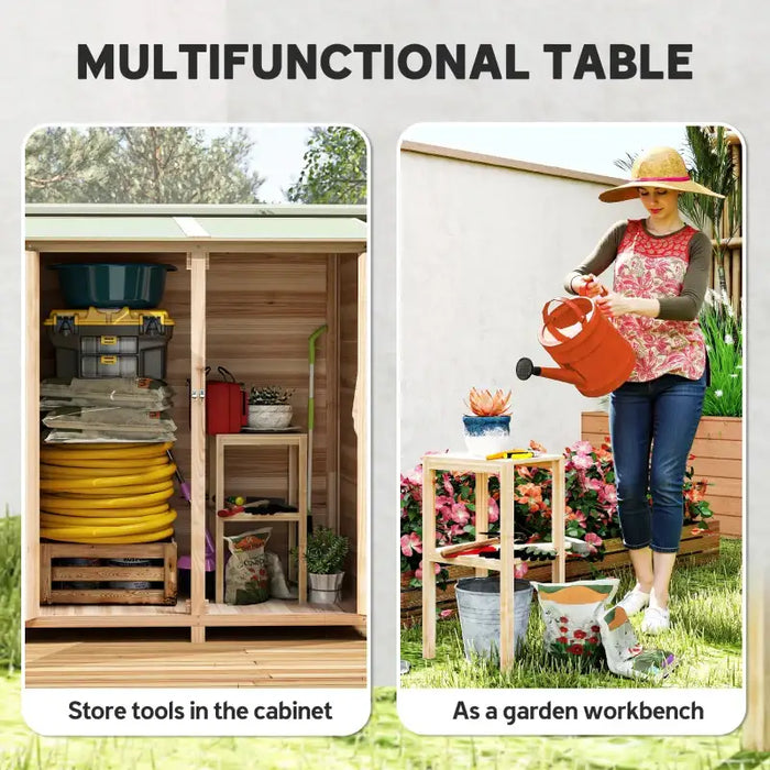 Wooden Garden Storage Shed – Natural Fir | Double-Layer Removable Table OUTSUNNY - Little and Giant Explorers Outsunny