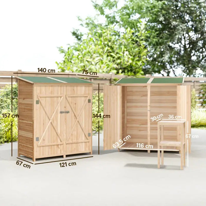 Wooden Garden Storage Shed – Natural Fir | Double-Layer Removable Table OUTSUNNY - Little and Giant Explorers Outsunny