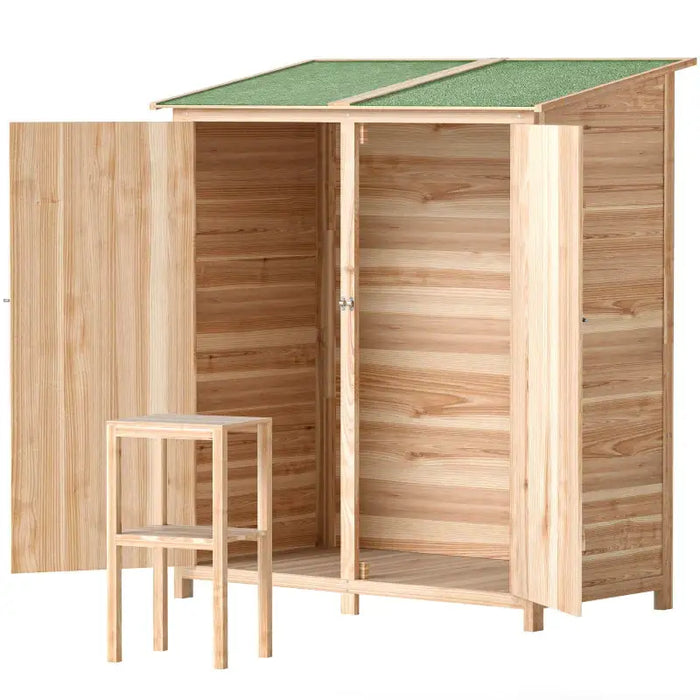 Wooden Garden Storage Shed – Natural Fir | Double-Layer Removable Table OUTSUNNY - Little and Giant Explorers Outsunny