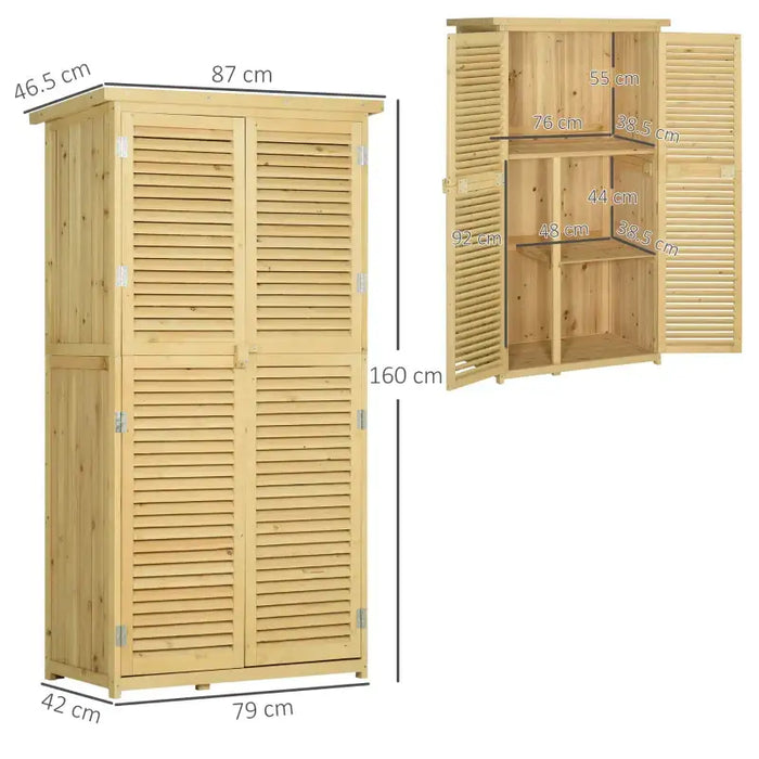 Wooden Garden Storage Shed – Natural | Fir Wood - Multi-Compartment Design OUTSUNNY - Little and Giant Explorers Outsunny