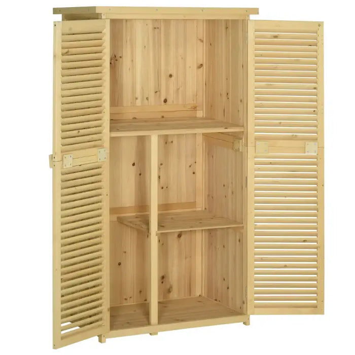 Wooden Garden Storage Shed – Natural | Fir Wood - Multi-Compartment Design OUTSUNNY - Little and Giant Explorers Outsunny