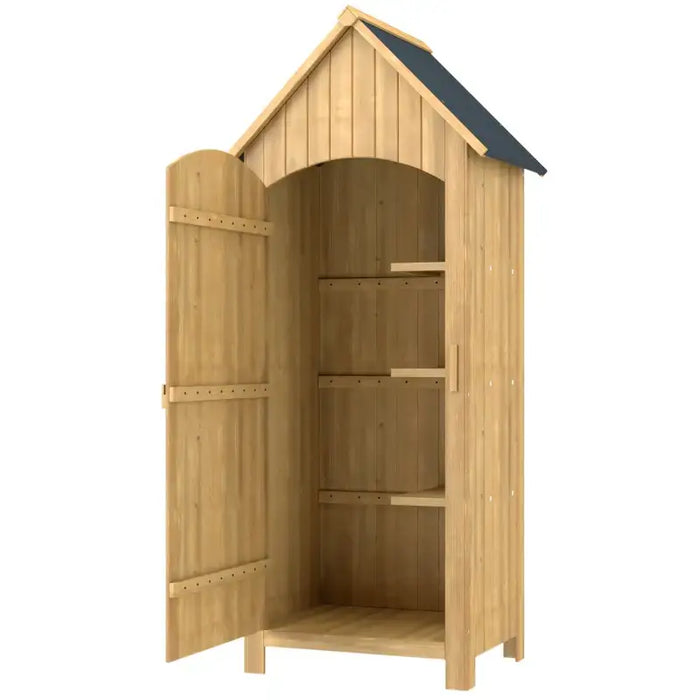 Garden Storage Shed – Fir Wood Outdoor Tool Cabinet | Bitumen Roof with Multi-Tier Layout OUTSUNNY - Little and Giant Explorers Outsunny