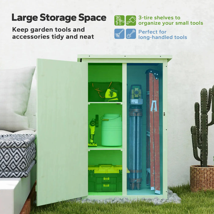 Wooden Garden Storage Shed and Bolt Latch in Green - Little and Giant Explorers Outsunny