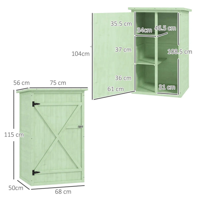Wooden Garden Storage Shed and Bolt Latch in Green - Little and Giant Explorers Outsunny