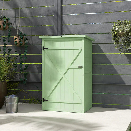 Wooden Garden Storage Shed and Bolt Latch in Green - Little and Giant Explorers Outsunny