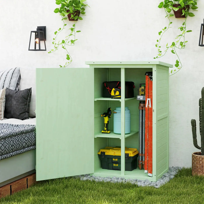 Wooden Garden Storage Shed and Bolt Latch in Green - Little and Giant Explorers Outsunny