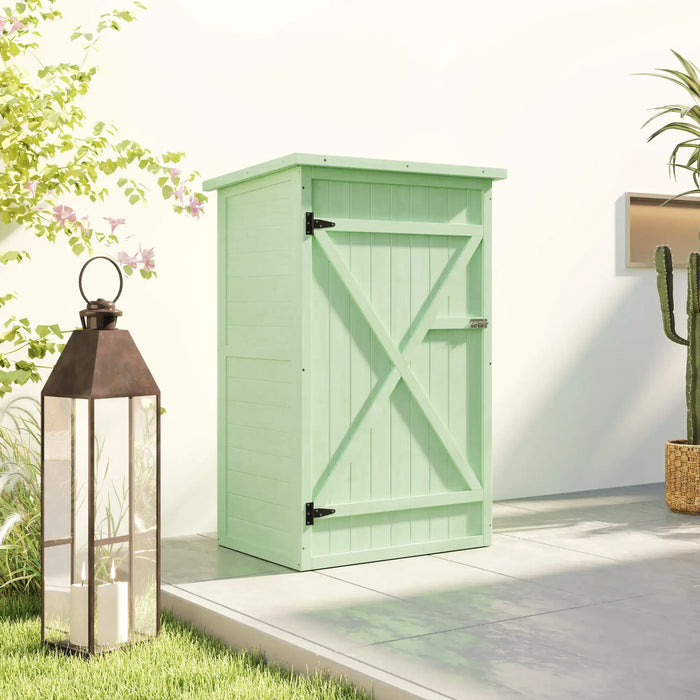 Wooden Garden Storage Shed and Bolt Latch in Green - Little and Giant Explorers Outsunny