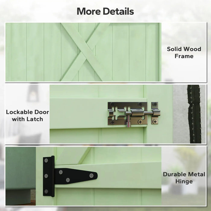 Wooden Garden Storage Shed and Bolt Latch in Green - Little and Giant Explorers Outsunny