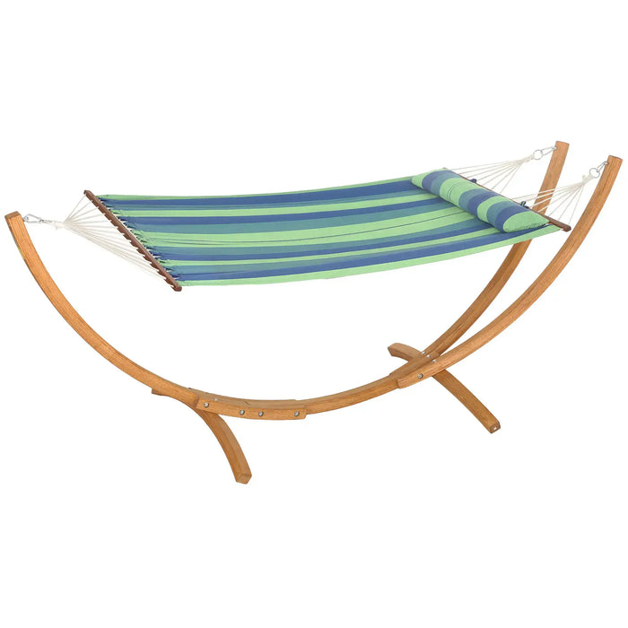 Garden Hammock with Triple-Head Eucalyptus Wood Arc Frame - Little and Giant Explorers Outsunny