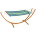 Garden Hammock with Triple-Head Eucalyptus Wood Arc Frame - Little and Giant Explorers Outsunny