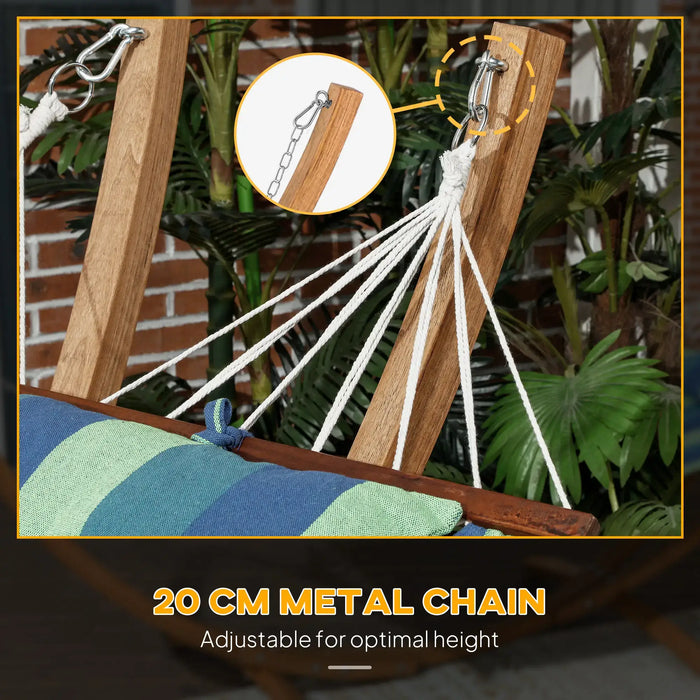 Garden Hammock with Triple-Head Eucalyptus Wood Arc Frame - Little and Giant Explorers Outsunny